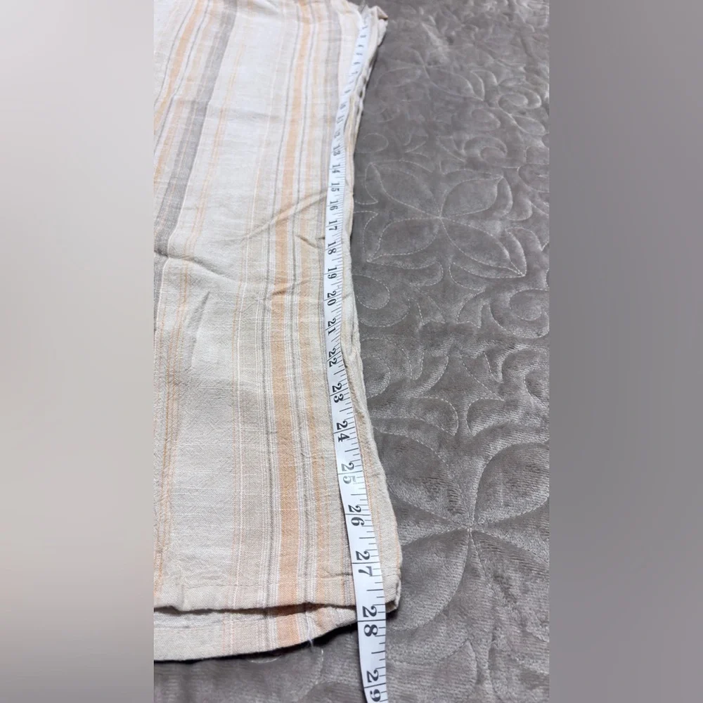 H&M Divided Women Pants Linen Viscose Blend Beige Wide Leg M Stripe